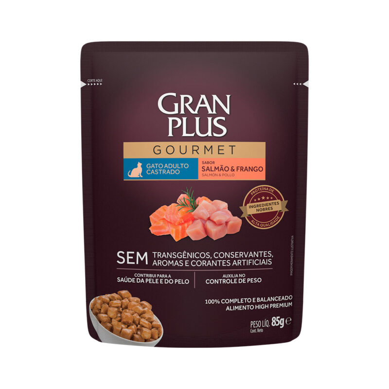SACHE GRAN PLUS GATO CASTRADO SALMÃO E FRANGO