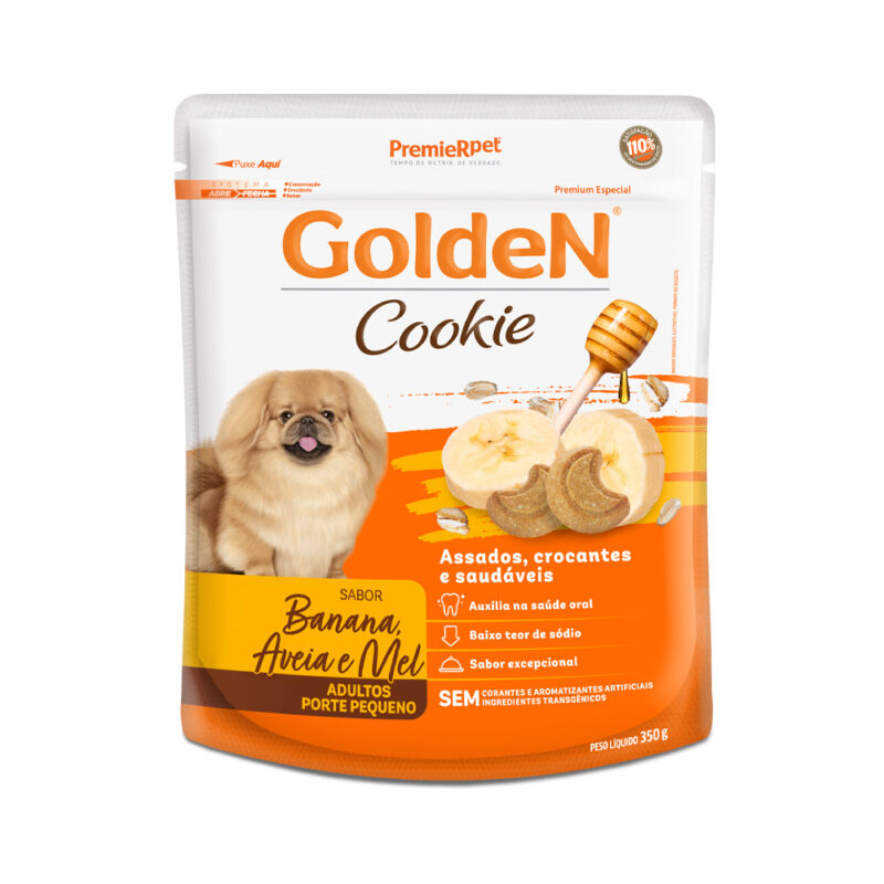 GOLDEN COOKIE CÃO ADULTO PORTE PEQUENO BANANA AVEIA E MEL 350GR