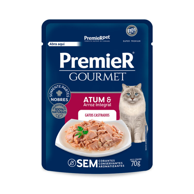 PREMIER GOURMET SACHE GATO CASTRADO ATUM 70 G