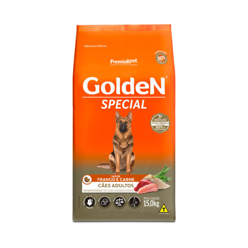 GOLDEN ADULTO SPECIAL PORTE PEQUENO CARNE E FRANGO 15 KILOS