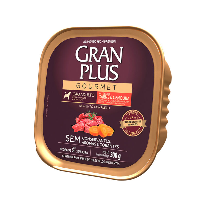 GRAN PLUS PATE CÃO ADULTO CARNE E CENOURA 300GR