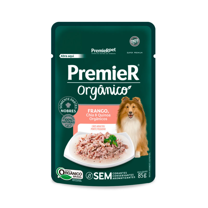 PREMIER ORGÂNICO SACHE CÃO ADULTO PEQUENO PORTE FRANGO 85G